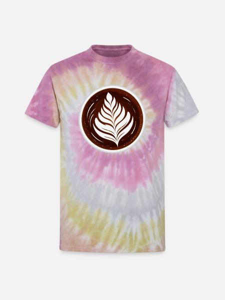 Latte Art Leaf Cappuccino Design - Unisex Tie Dye T-Shirt - Desert Rose
