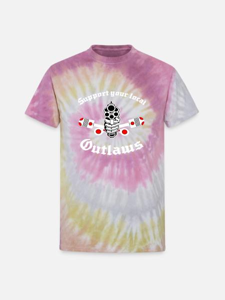 Support Local Outlaws Emblem - Unisex Tie Dye T-Shirt - Desert Rose