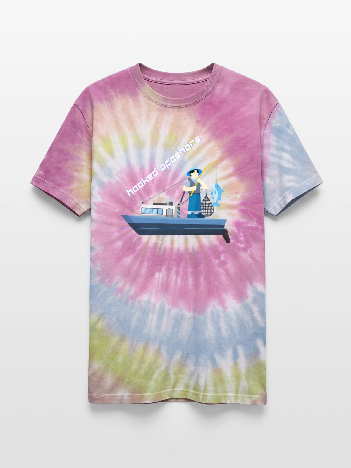 Hooked_Offshore - Unisex Tie Dye T-Shirt - Desert Rose - Front