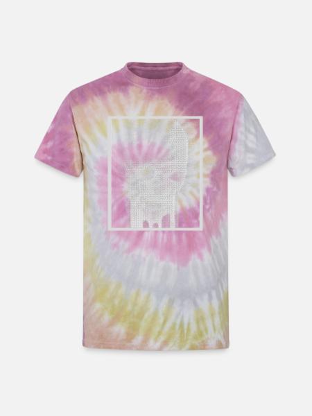 Monochrome Skull Halftone - Unisex Tie Dye T-Shirt - Desert Rose