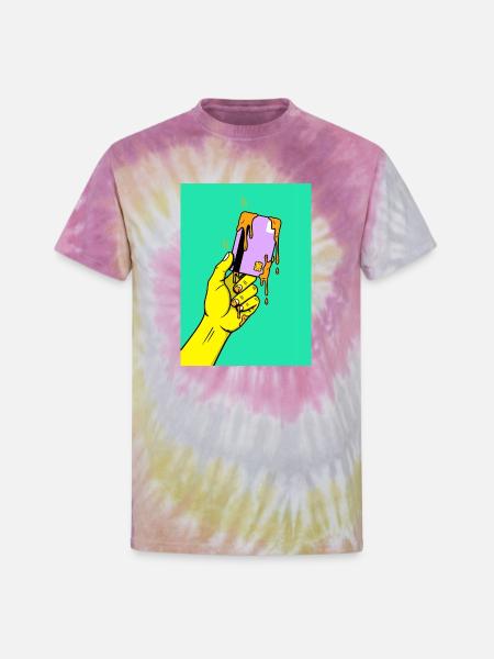 Melting Tech Pop Art Hand - Unisex Tie Dye T-Shirt - Desert Rose