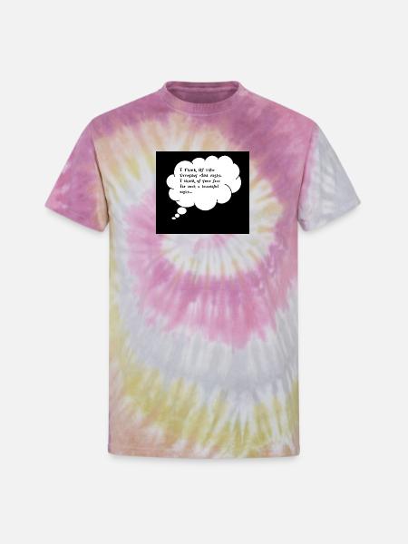 Thought Cloud Love Script - Unisex Tie Dye T-Shirt - Desert Rose