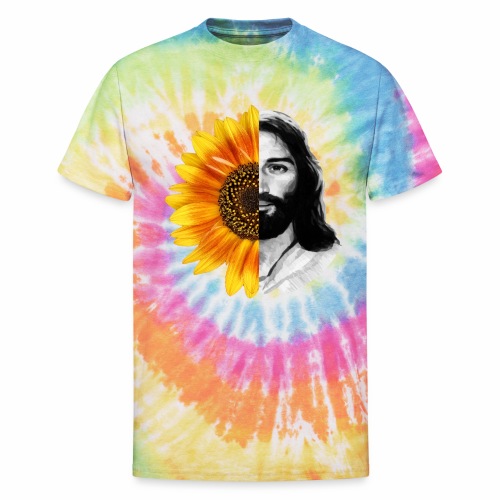 Jesus Christ Sunflower Christian God Faith Flower - Unisex Tie Dye T-Shirt