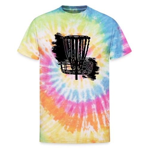 Disc Golf Basket Paint Black Print - Unisex Tie Dye T-Shirt