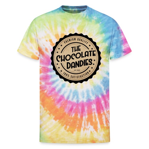 Chocolate Dandies Logo Large White Outline - Unisex Tie Dye T-Shirt