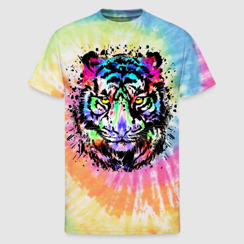 Color Splash Tiger Head - Colorful Tiger Face - Unisex Tie Dye T-Shirt