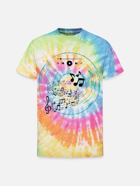 Cyan Vinyl - Unisex Tie Dye T-Shirt - rainbow