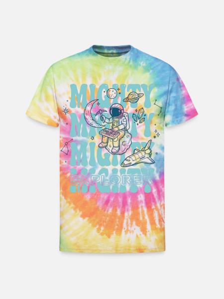 Moonlit Explorer Astronaut - Unisex Tie Dye T-Shirt - rainbow