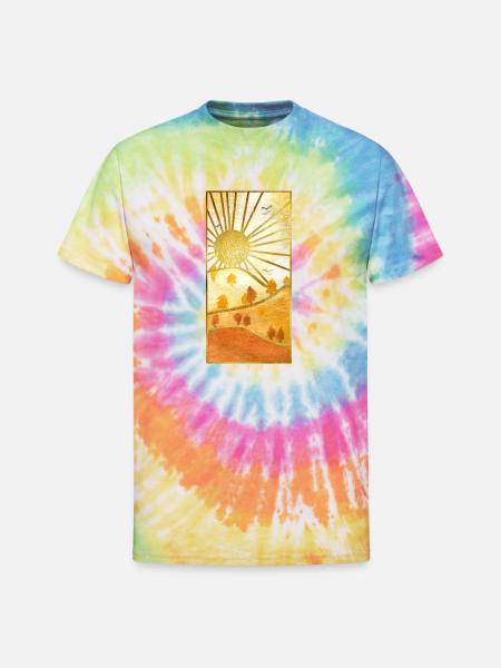 Landscape Sun - Unisex Tie Dye T-Shirt - rainbow