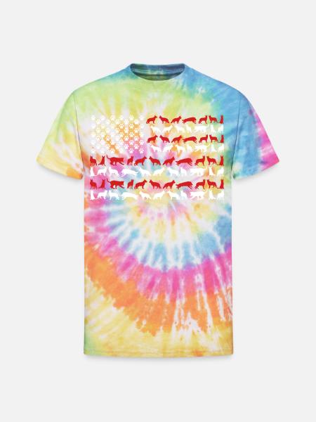 German Shepherd US FLAG - Unisex Tie Dye T-Shirt - rainbow