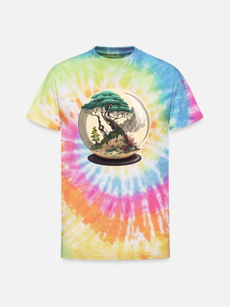 Bonsai Tree Terrarium - Unisex Tie Dye T-Shirt - rainbow