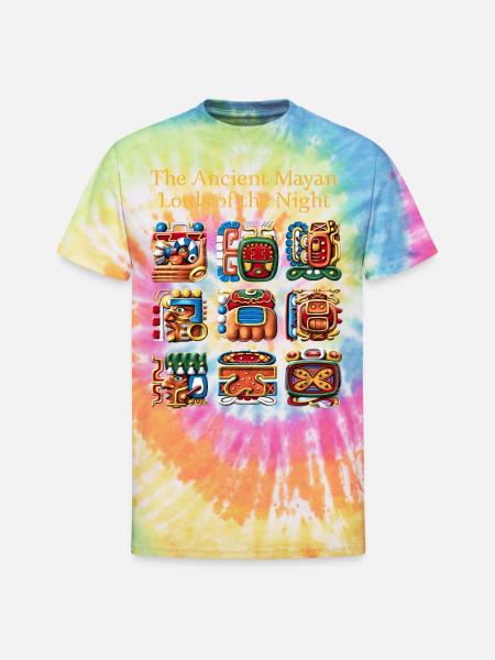 Ancient Mayan Glyphs - Unisex Tie Dye T-Shirt - rainbow
