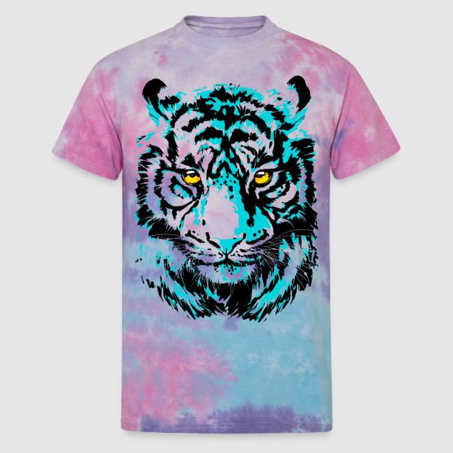 Artistic Tiger Head Portrait Drawing - Turquoise