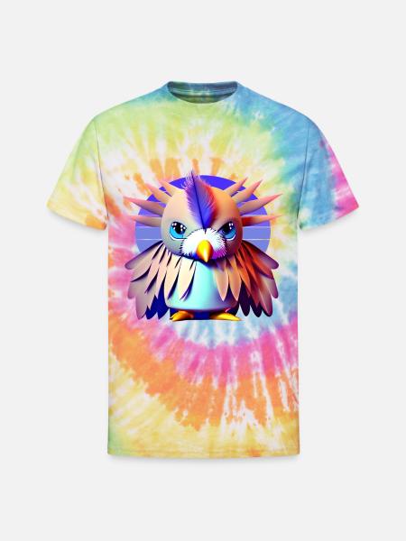 Polygon Bird - Unisex Tie Dye T-Shirt - rainbow