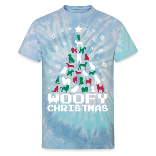 Woofy Christmas Tree - Unisex Tie Dye T-Shirt