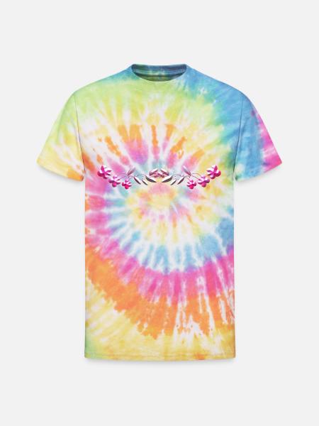 line flowers pink - Unisex Tie Dye T-Shirt - rainbow