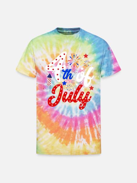 4th of july - Unisex Tie Dye T-Shirt - rainbow