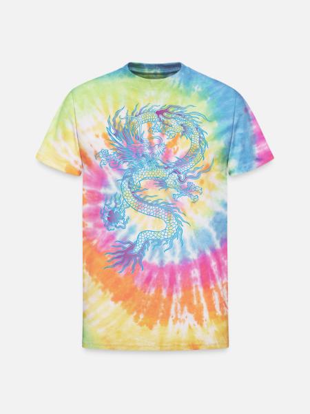 chinese dragon - Unisex Tie Dye T-Shirt - rainbow