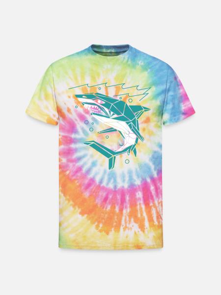 Polygon Shark - Unisex Tie Dye T-Shirt - rainbow