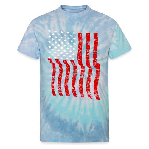 Vintage Waving USA Flag Patriotic T-Shirts Design - Unisex Tie Dye T-Shirt