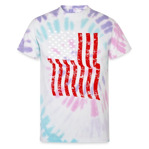 Vintage Waving USA Flag Patriotic T-Shirts Design - Unisex Tie Dye T-Shirt