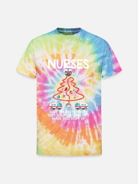 Christmas Tree Stethoscope Nurses - Unisex Tie Dye T-Shirt - rainbow