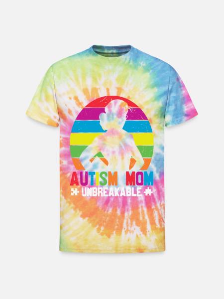 Autism Mom Unbreakable - Unisex Tie Dye T-Shirt - rainbow