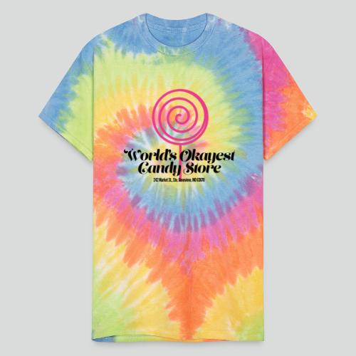 World's Okayest Candy Store: Pink - Unisex Tie Dye T-Shirt