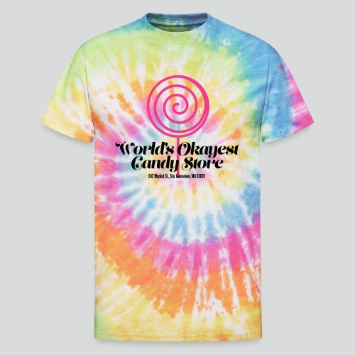 World's Okayest Candy Store: Pink - Unisex Tie Dye T-Shirt
