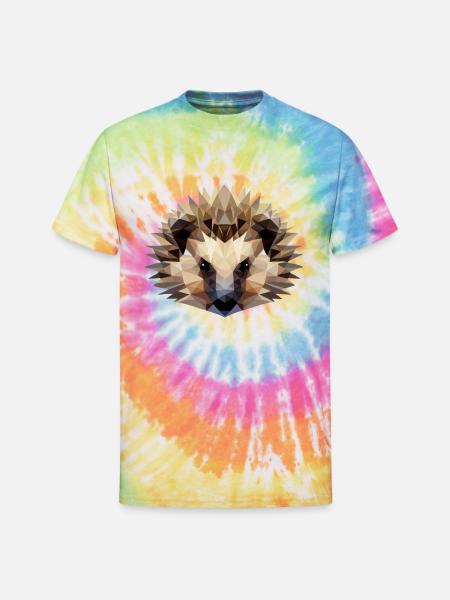 Hedgehog Polygon Style - Unisex Tie Dye T-Shirt - rainbow