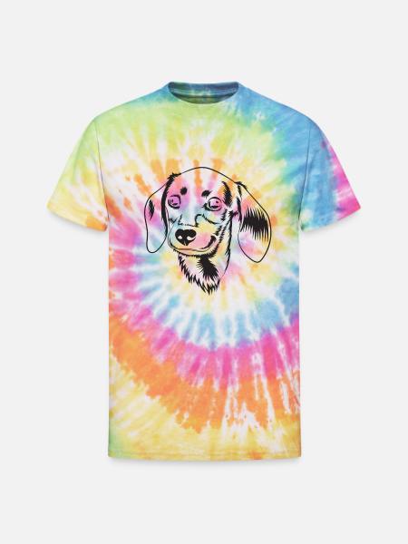drawing style dog - Unisex Tie Dye T-Shirt - rainbow