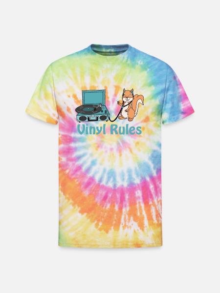 vinyl rules sky blue - Unisex Tie Dye T-Shirt - rainbow