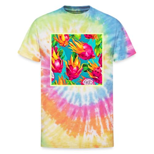 Vibrant Dragoon Fruit Pattern - Unisex Tie Dye T-Shirt
