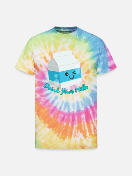 Drink Your Milk - Unisex Tie Dye T-Shirt - rainbow