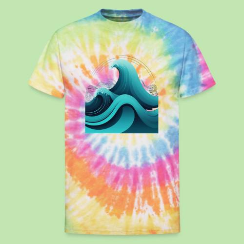 Dynamic Ocean Wave Illustration - Unisex Tie Dye T-Shirt