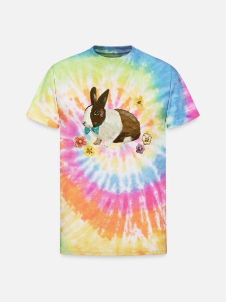 Black And White Bunny - Unisex Tie Dye T-Shirt - rainbow