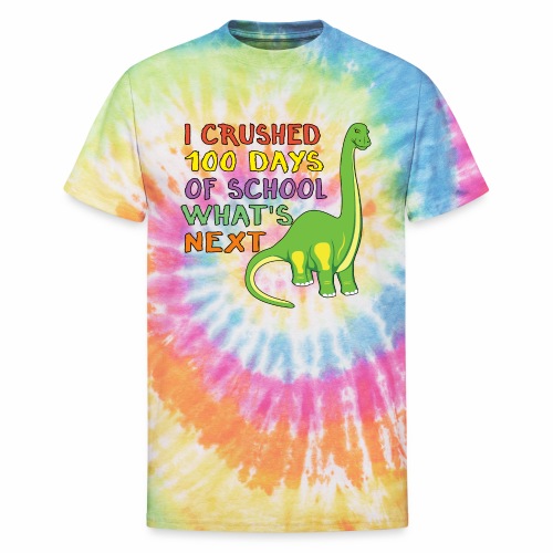 100 Days of School Dinosaur 100th Day Student Kids - Unisex Tie Dye T-Shirt