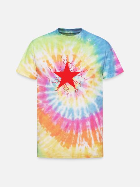 red star - Unisex Tie Dye T-Shirt - rainbow
