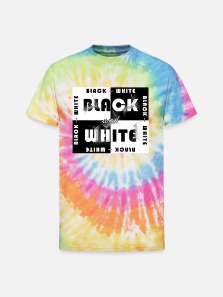 Black and White Design - Unisex Tie Dye T-Shirt - rainbow