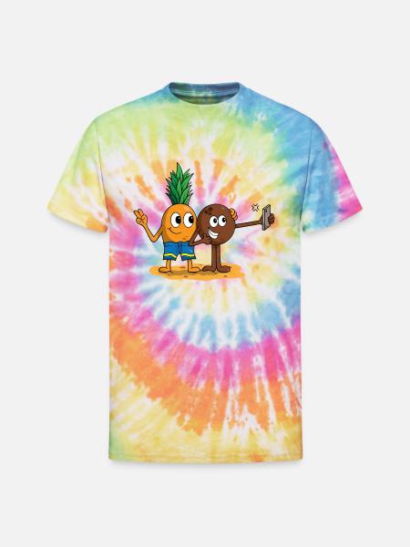 Pineapple And Coconut Selfie - Unisex Tie Dye T-Shirt - rainbow