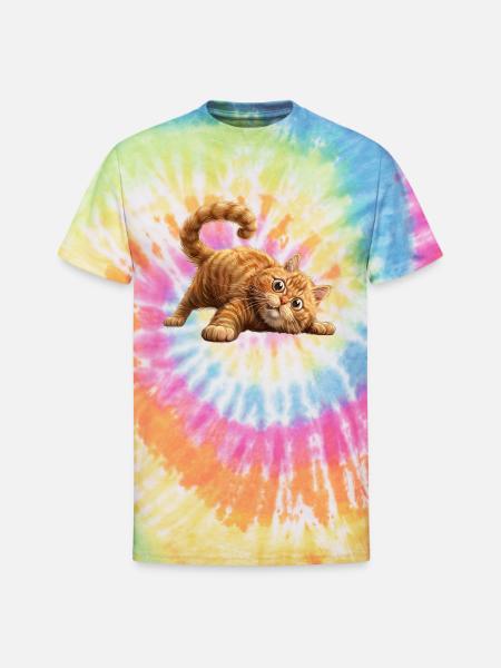 Funny Cat - Unisex Tie Dye T-Shirt - rainbow