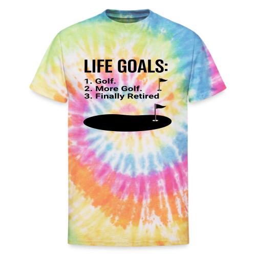 Life Goals: Golf More Retired - Golf Gag Gift Tee - Unisex Tie Dye T-Shirt