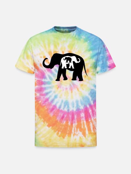 Black And White Elephants - Unisex Tie Dye T-Shirt - rainbow