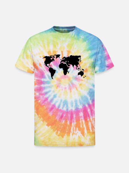 World Map - Unisex Tie Dye T-Shirt - rainbow