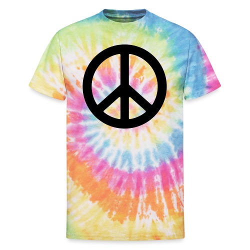 PEACE symbol (Black) - Unisex Tie Dye T-Shirt
