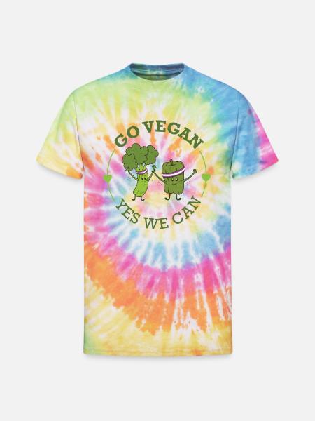 Go Vegan - Unisex Tie Dye T-Shirt - rainbow