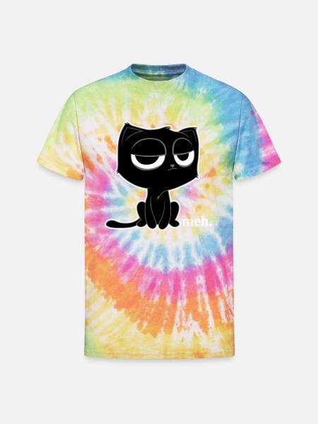 Meh Cat - Unisex Tie Dye T-Shirt - rainbow