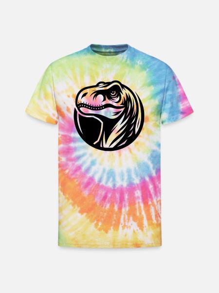Grinning Raptor Logo Style - Unisex Tie Dye T-Shirt - rainbow