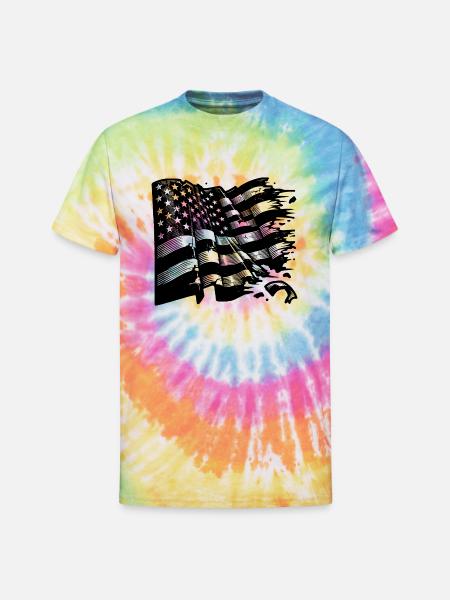 Usa Flagge Tattoo Style - Unisex Tie Dye T-Shirt - rainbow