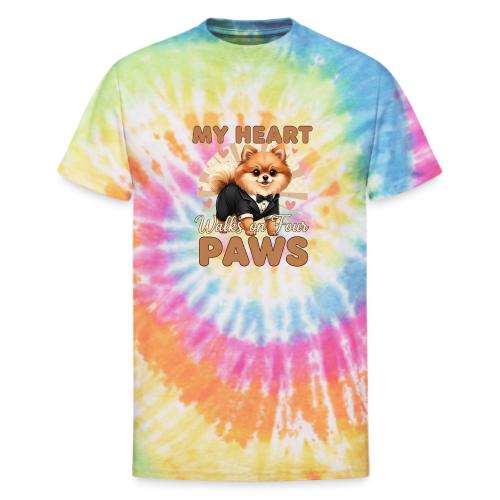My Heart Walks on Four Paws – Pomeranian tee - Unisex Tie Dye T-Shirt
